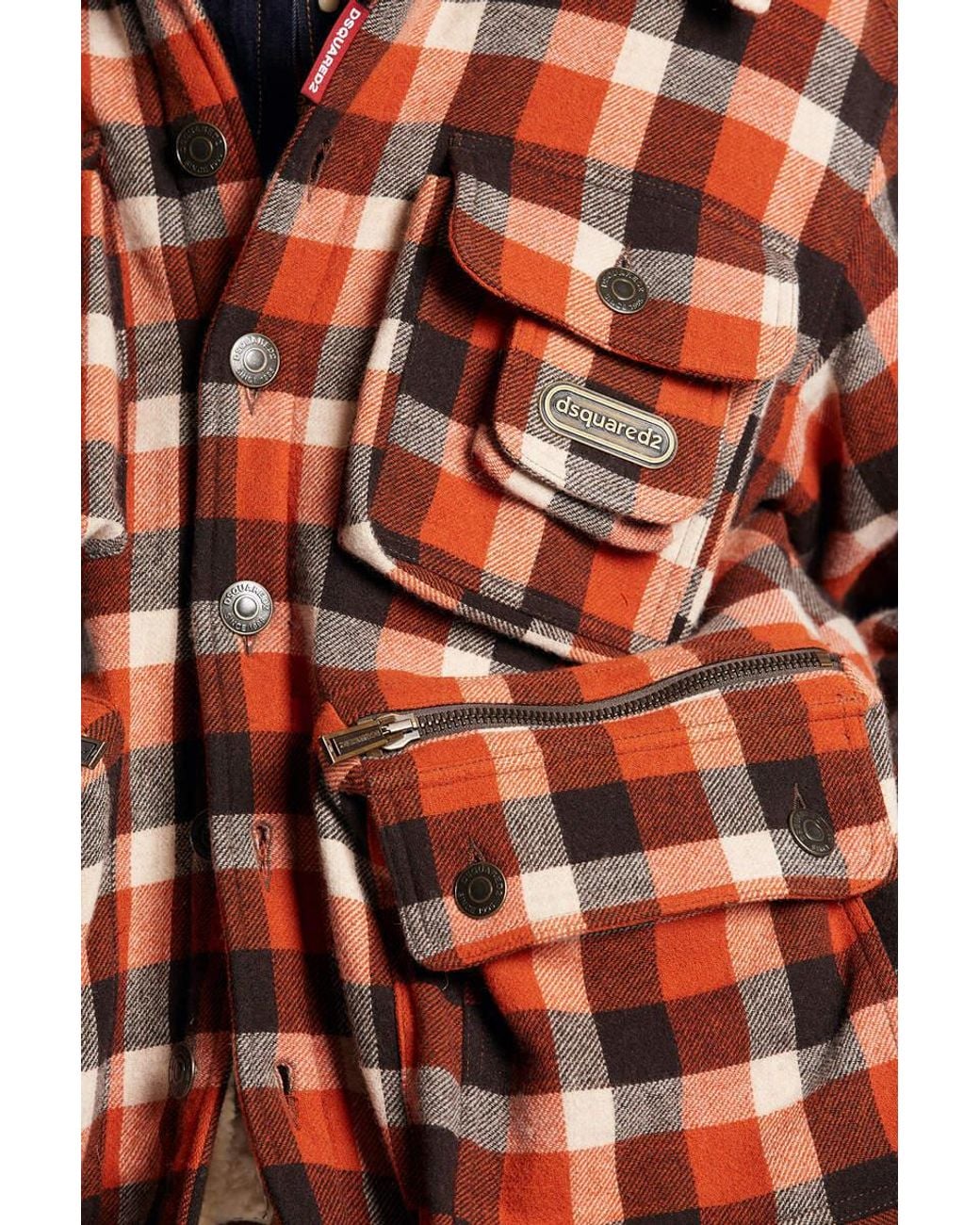 DSquared² Orange Checked Buttoned Jacket