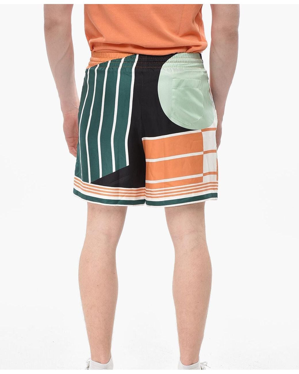 Casablanca Blue Patterned Shorts With Elastic Waistband for men