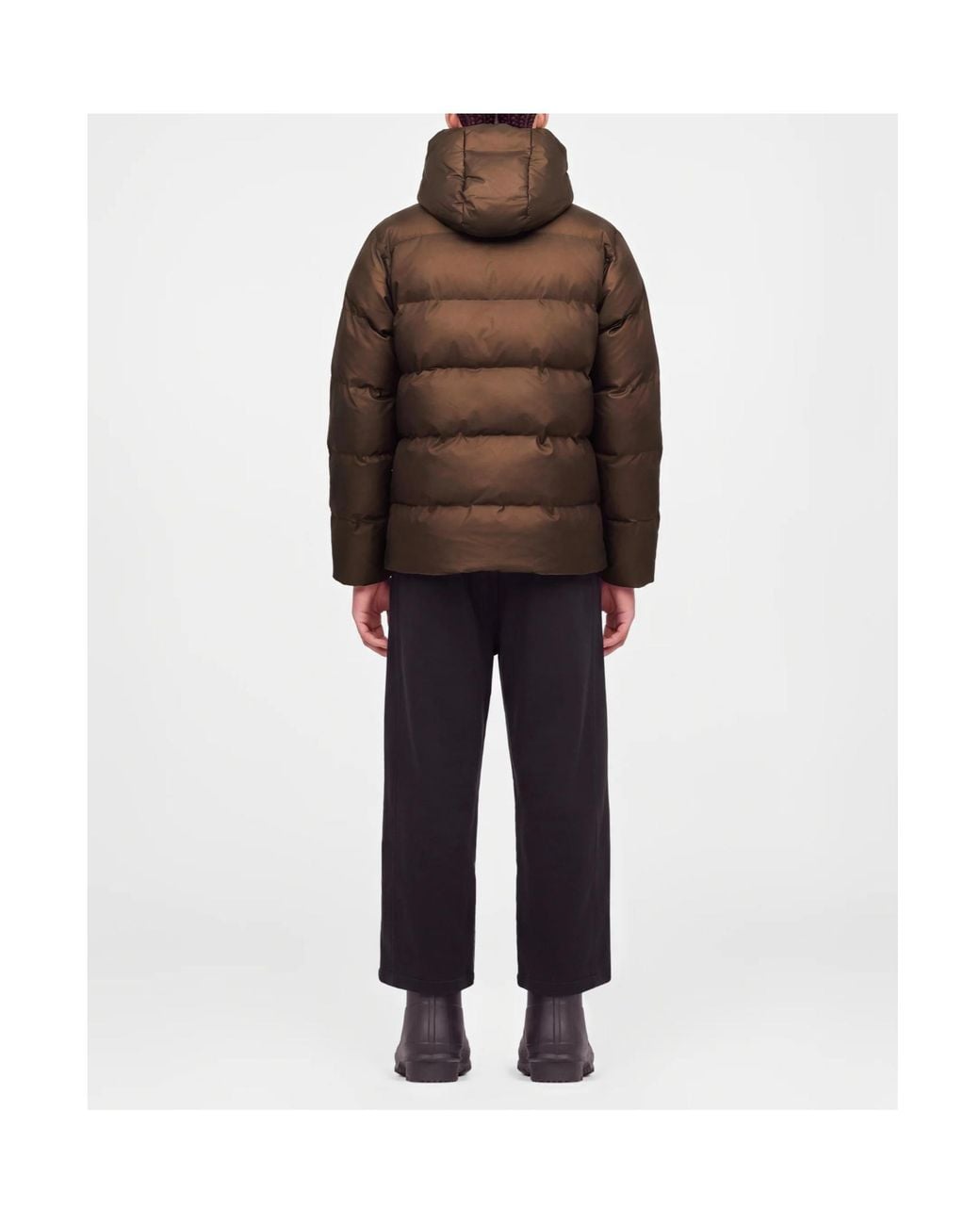 Rains Brown Long-Sleeved Hooded Padded Jacket for men