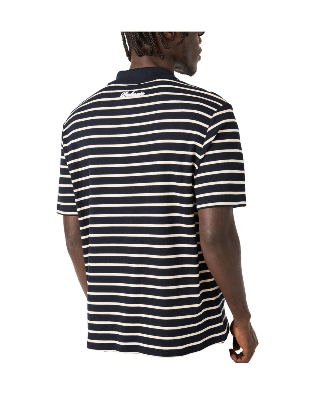 Balmain Black Striped Shortsleeve Polo for men