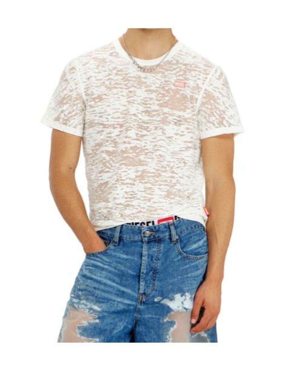 DIESEL White X Tinder Pr-T-Nots-Mati-R T-Shirt for men