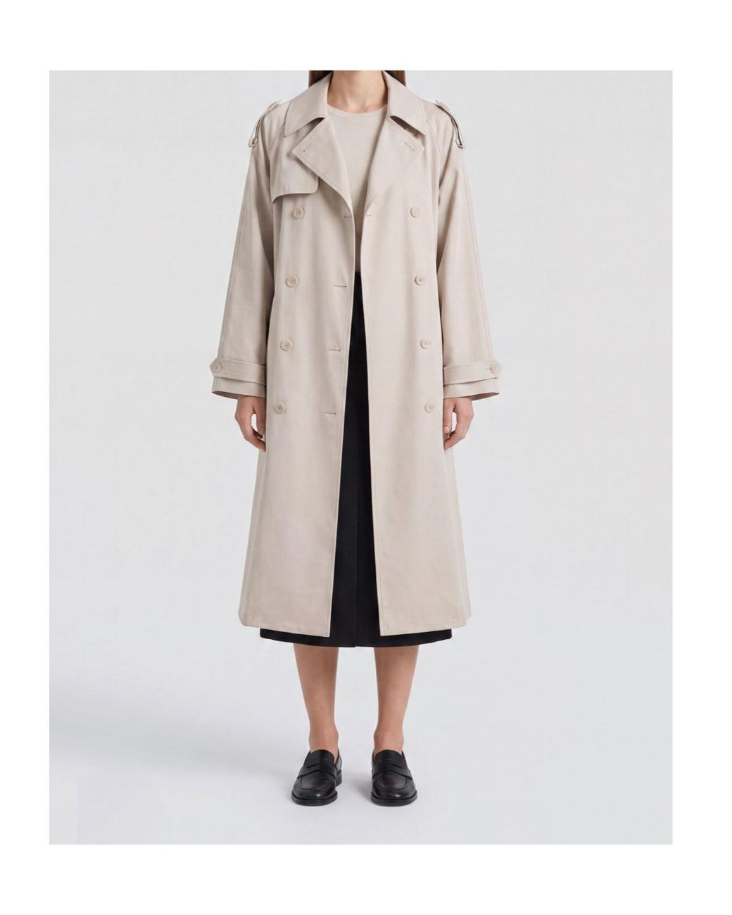 Frankie Shop Gray Double-Breasted Belted Coat