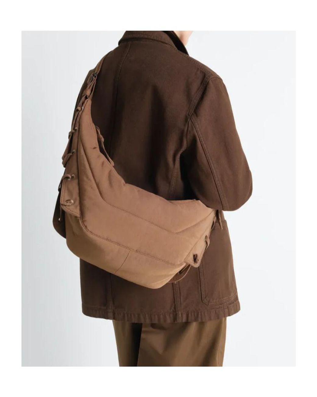 Lemaire Brown Medium Soft Game Quilted Tote Bag