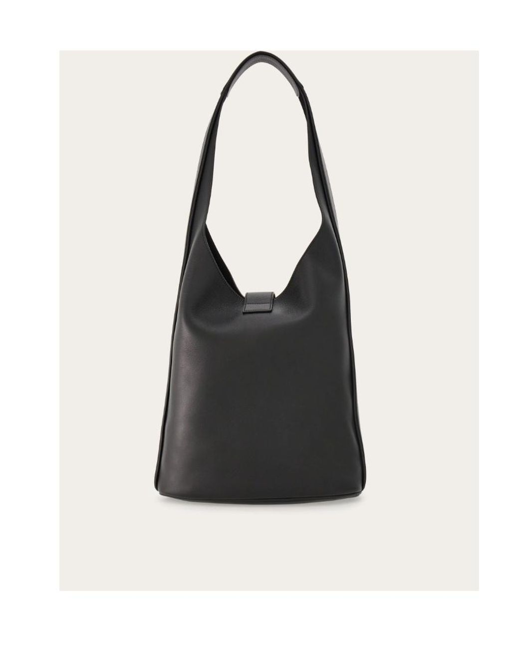 Ferragamo Black Gancini Buckle Large Shoulder Bag
