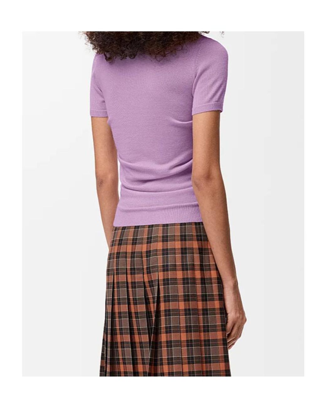 Loewe Purple Logo Embroidered Short-Sleeved Jumper