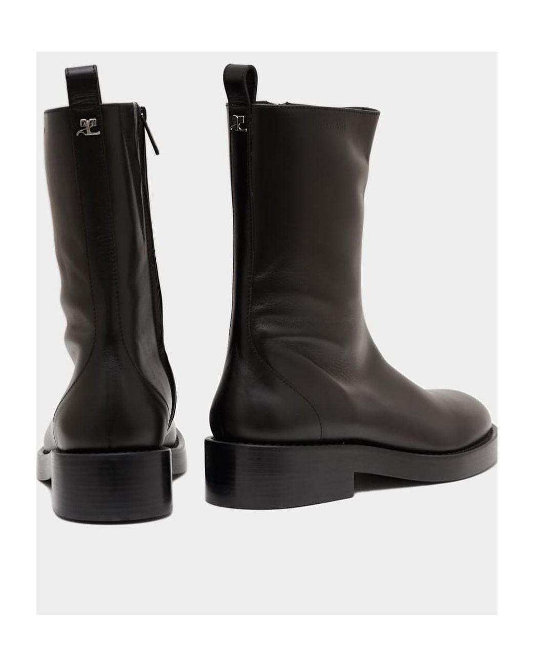 Courreges Black Stretch Leather Boots for men