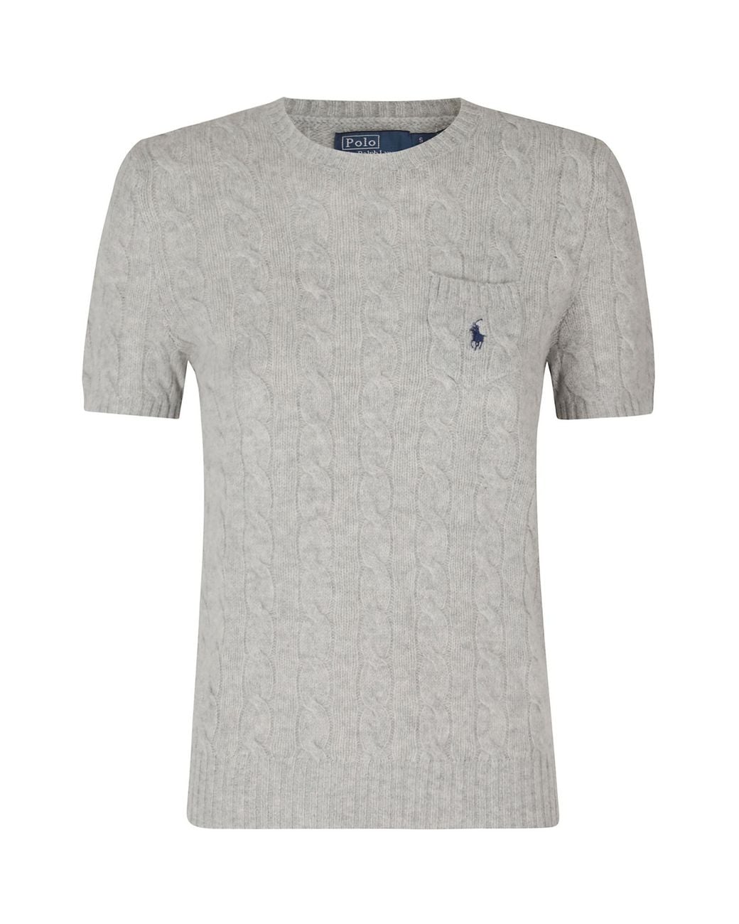 Polo Ralph Lauren Gray Cable Knit Short-Sleeved Jumper