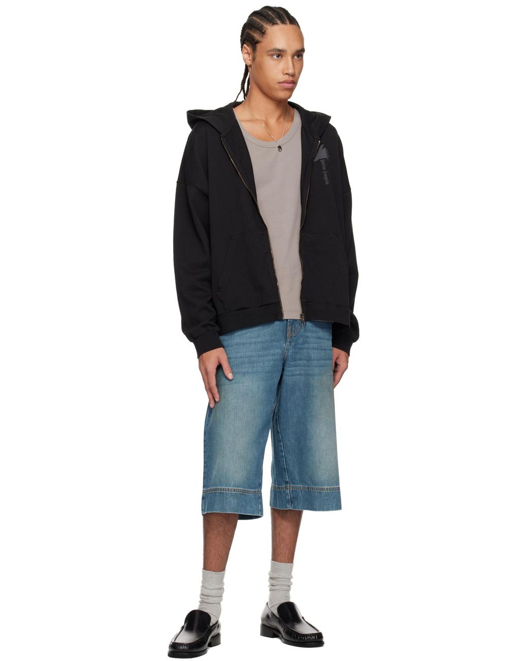 Palm Angels Blue G-Curved Shorts for men