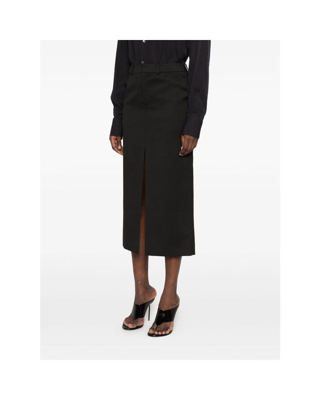 Frankie Shop Black Maybelle Front Slit Pencil Skirt