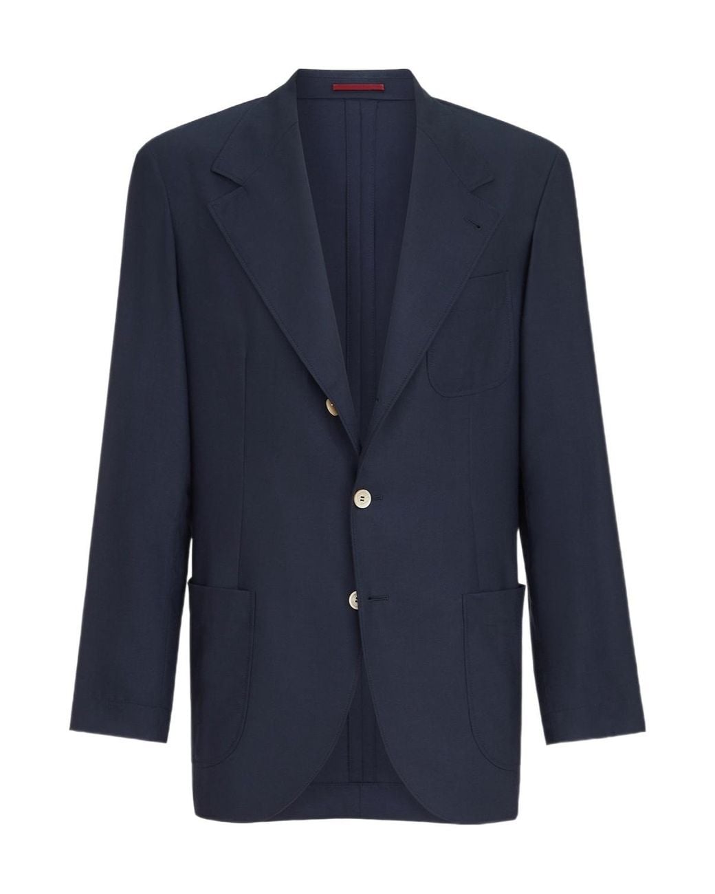Brunello Cucinelli Blue Cashmere Batavia Deconstructed Blazer With Patch Pockets for men