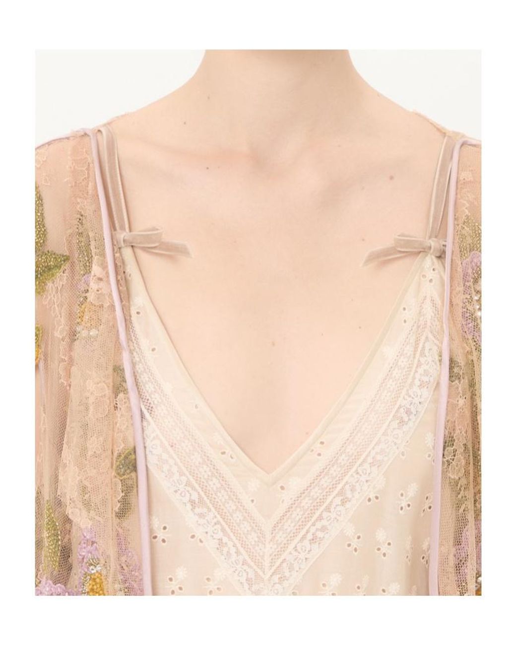 Valentino Natural Floral Embroidered Top