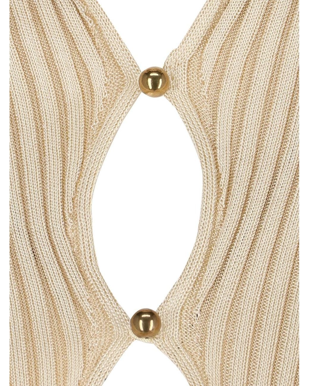Bottega Veneta Natural Lightweight Pleated Jumper