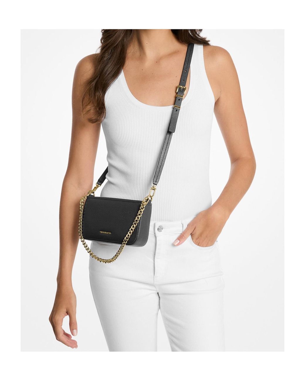 Michael Kors Black Michael Bryant Small Pebbled Convertible Pouch