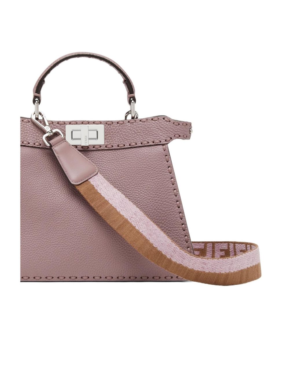 Fendi White Mauve Ff Webbing Reversible Shoulder Strap
