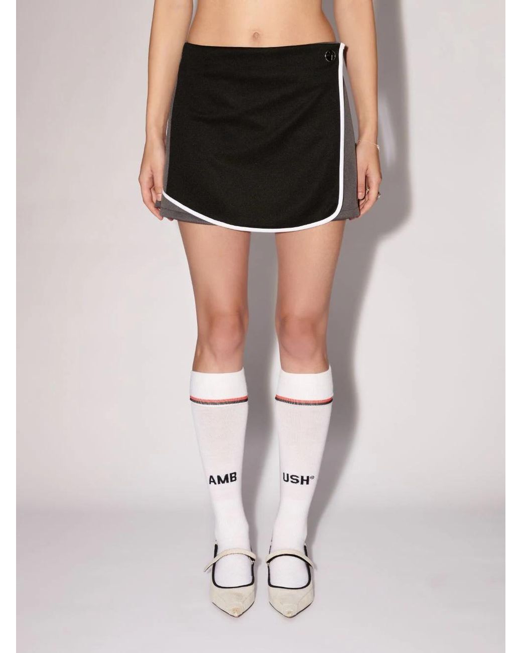 Ambush Black Back Pleat Detailed Mini Track Skirt