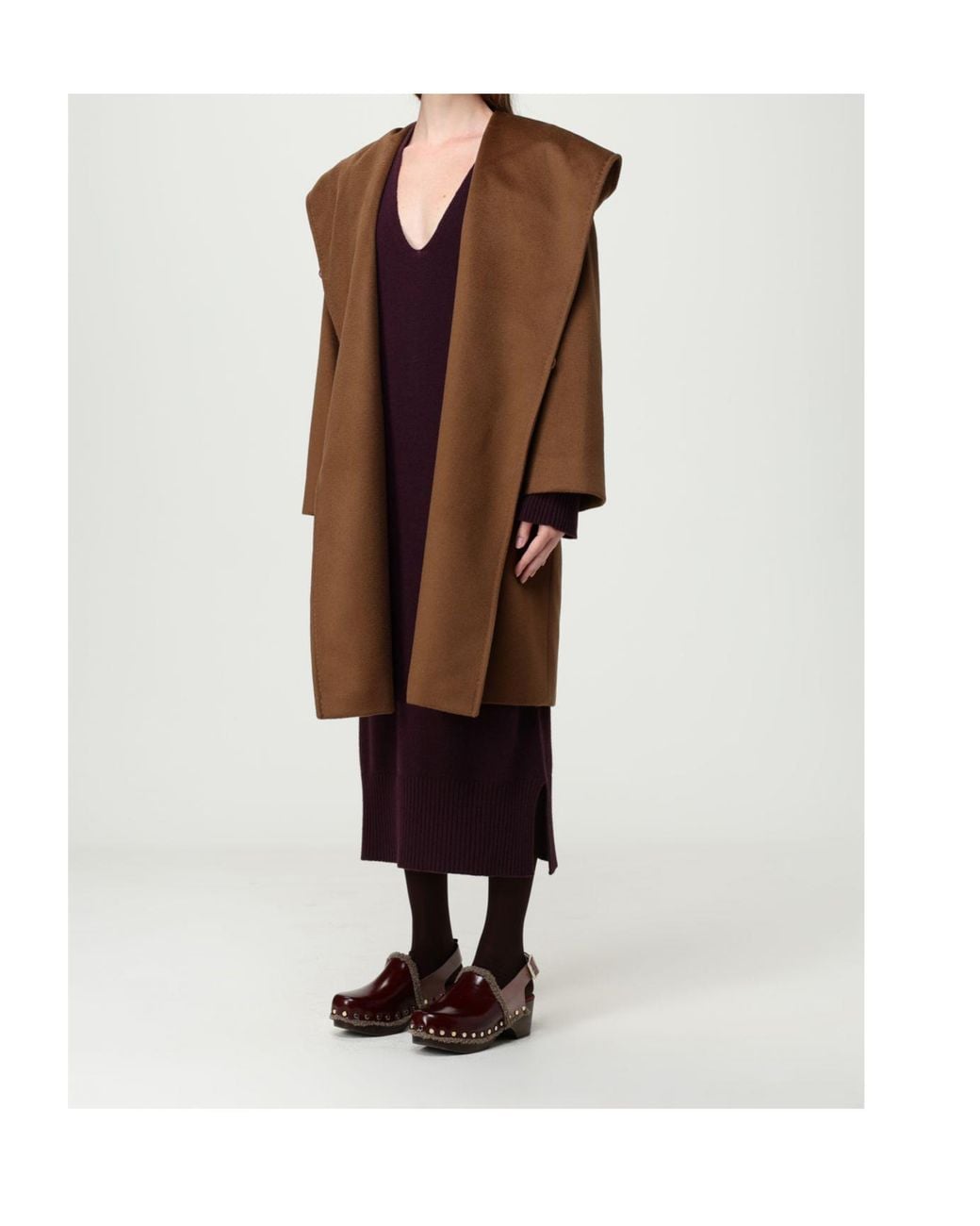Max Mara Brown Hooded Virgin-Wool Coat
