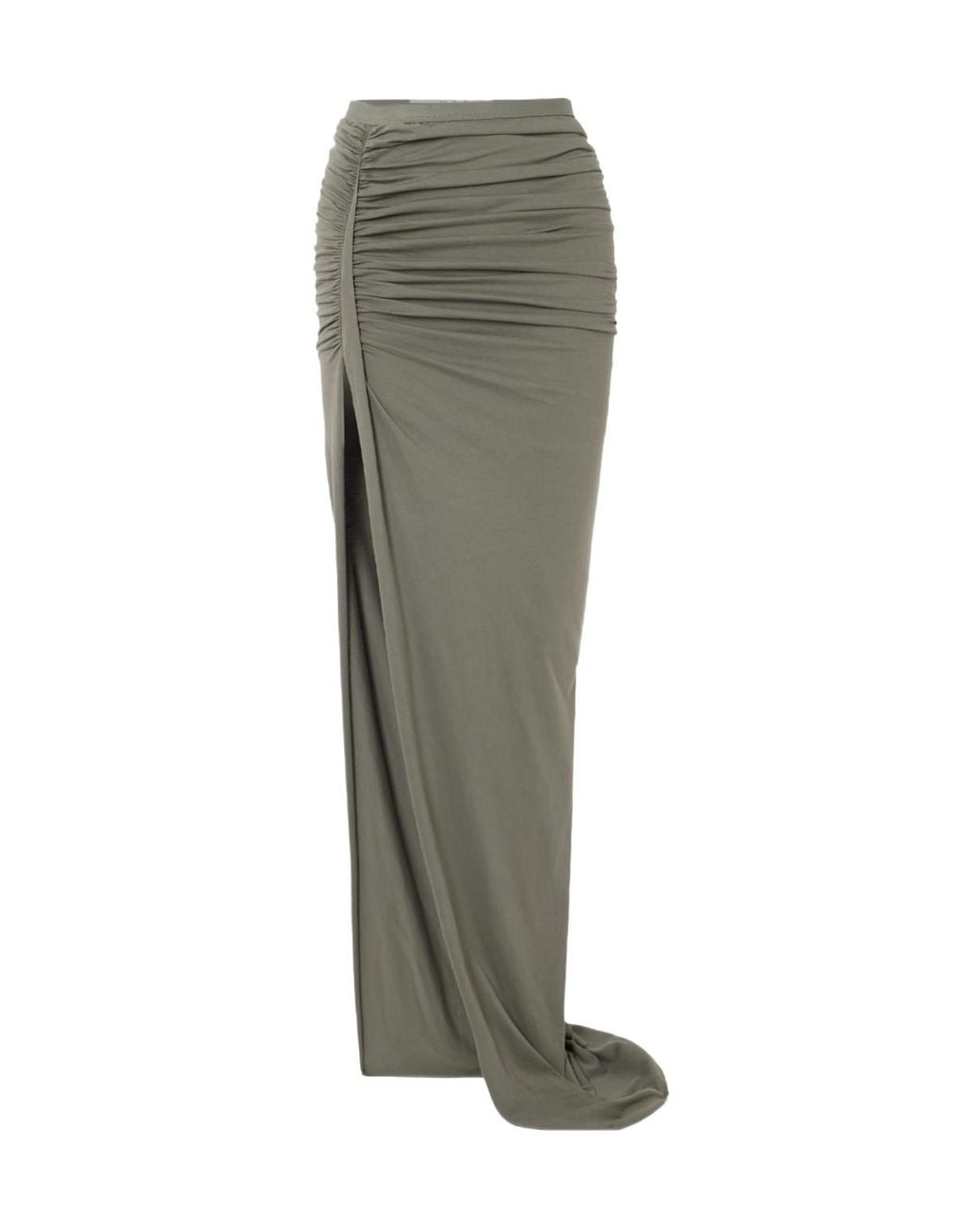 Rick Owens Green Ruched Maxi Skirt