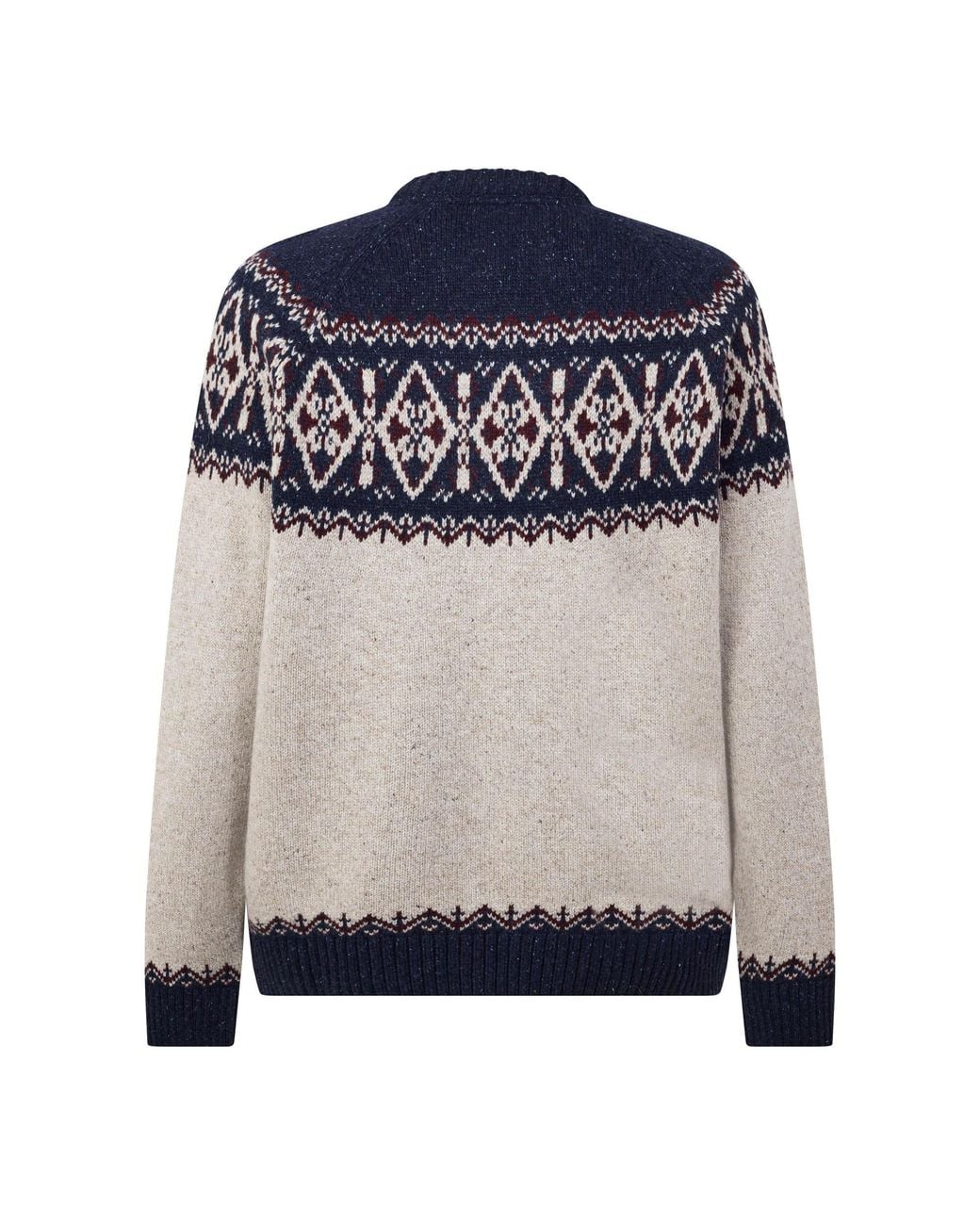 Barbour Blue Crew Neck Fair Isle Knit Sweater for men