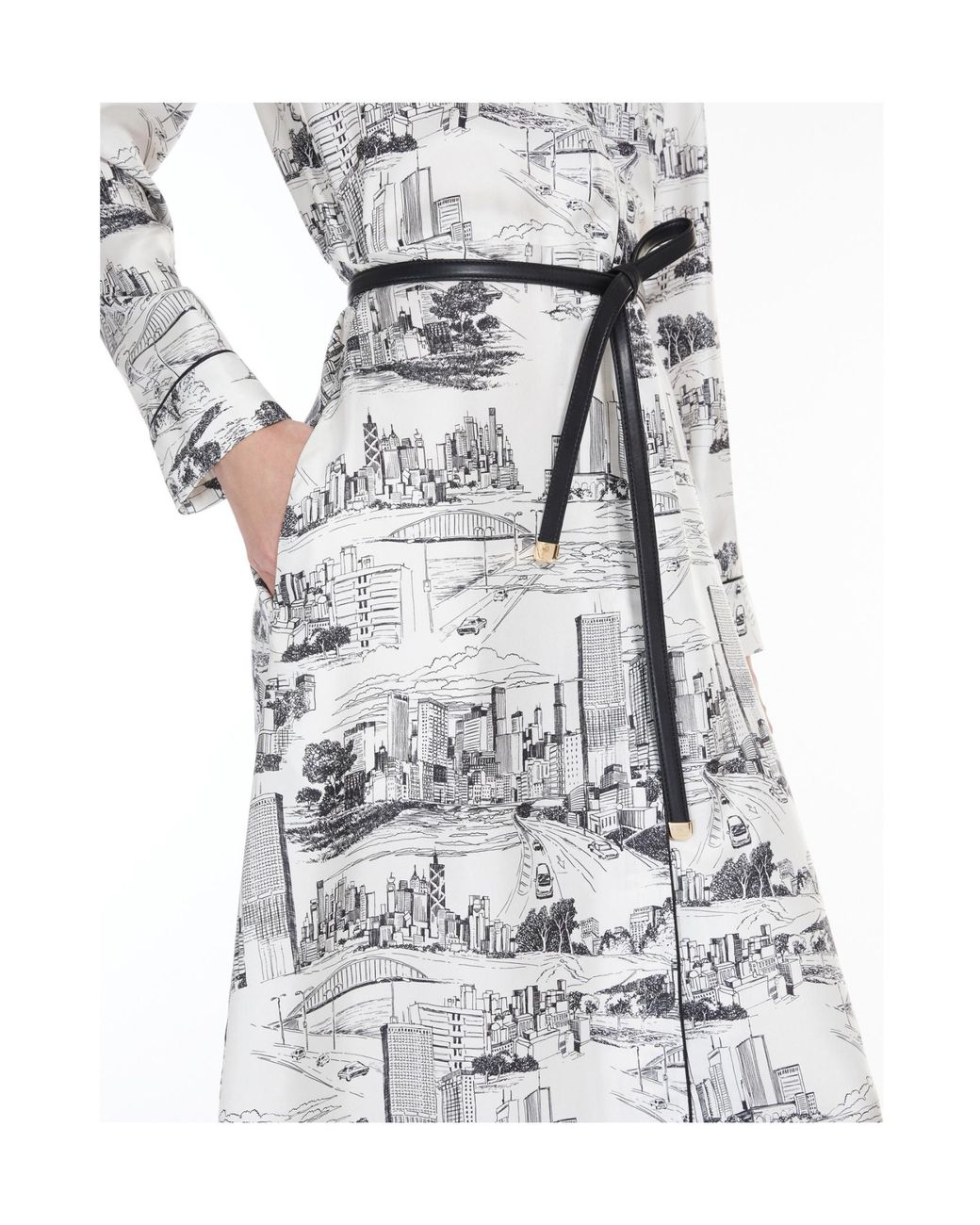 直営♪Max Mara Studio プリントシルクダスタードレス PAPPA Max Mara Studio Pappa All-Over Patterned Belted Dress in