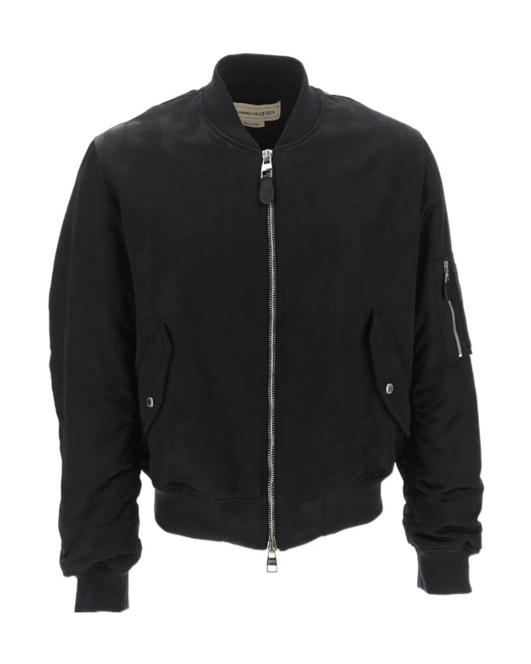 McQueen Black Ollies Zipped Bomber Jacket for men