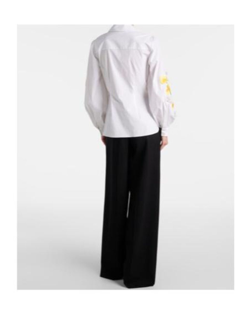 Carolina Herrera White Floral Cotton-Blend Poplin Shirt