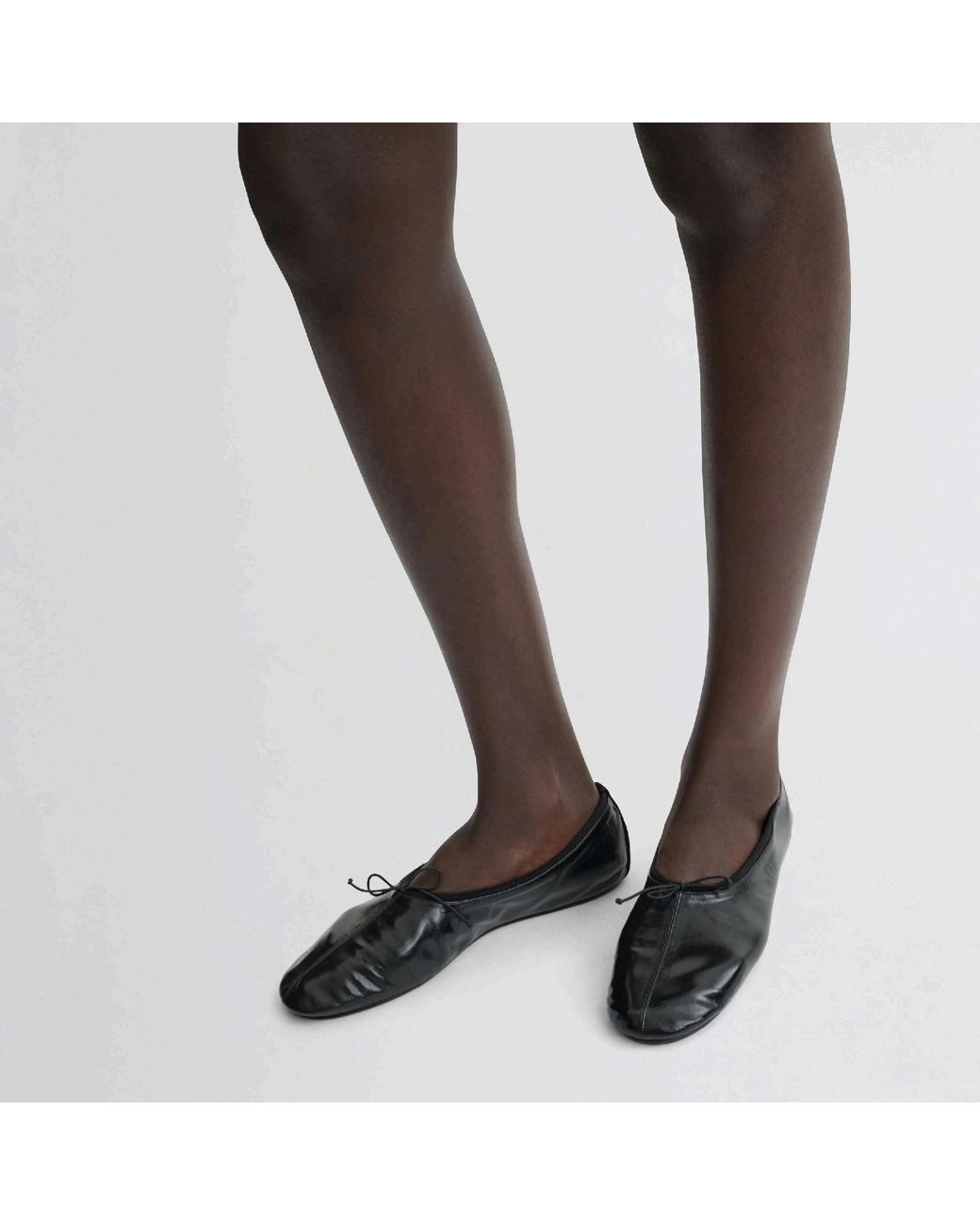 Phoebe Philo Black Leather Pleated Flats