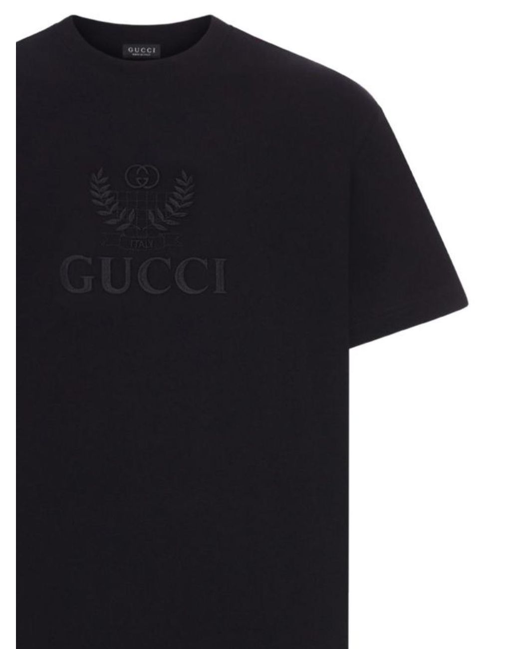 Gucci Black Embroidery Jersey T-Shirt for men