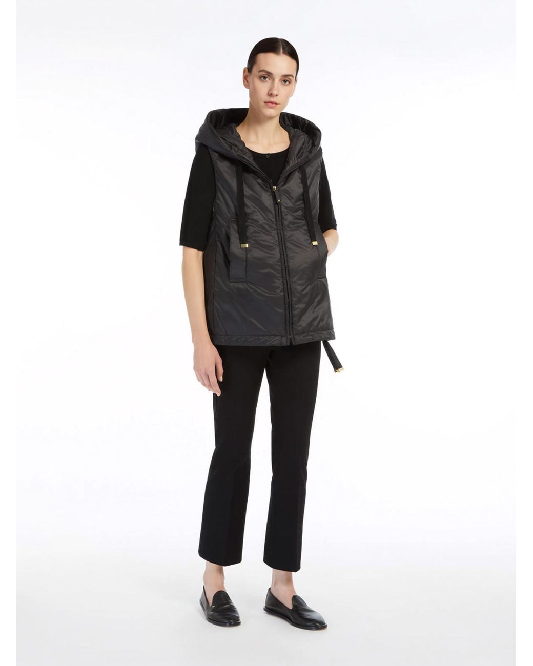Max Mara Gray The Cube Greengo Sleeveless Hooded Jacket
