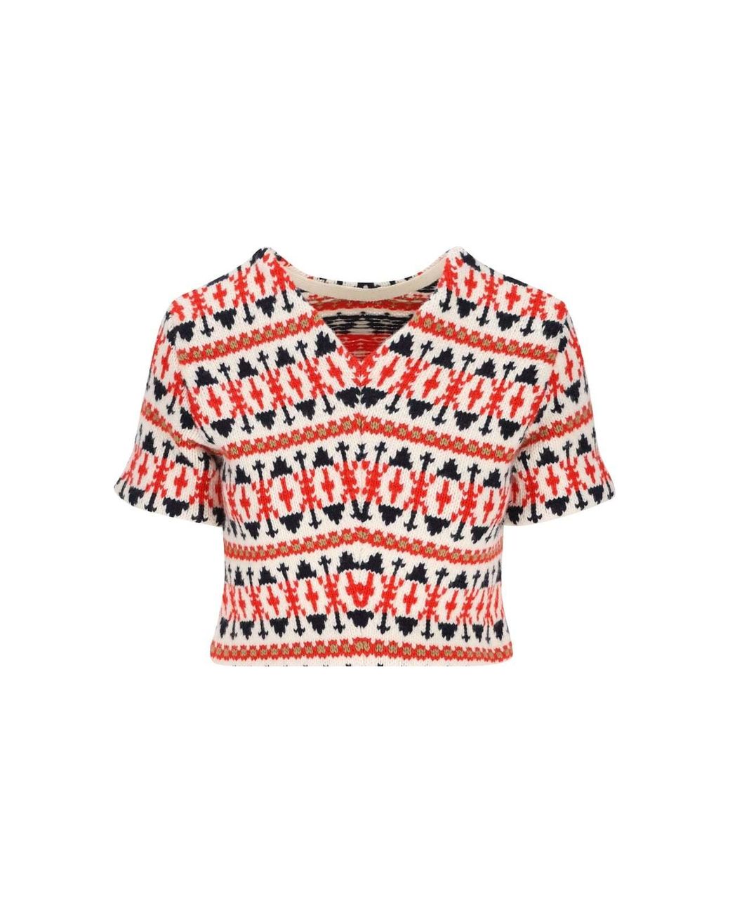 Céline Red Cropped Sweater