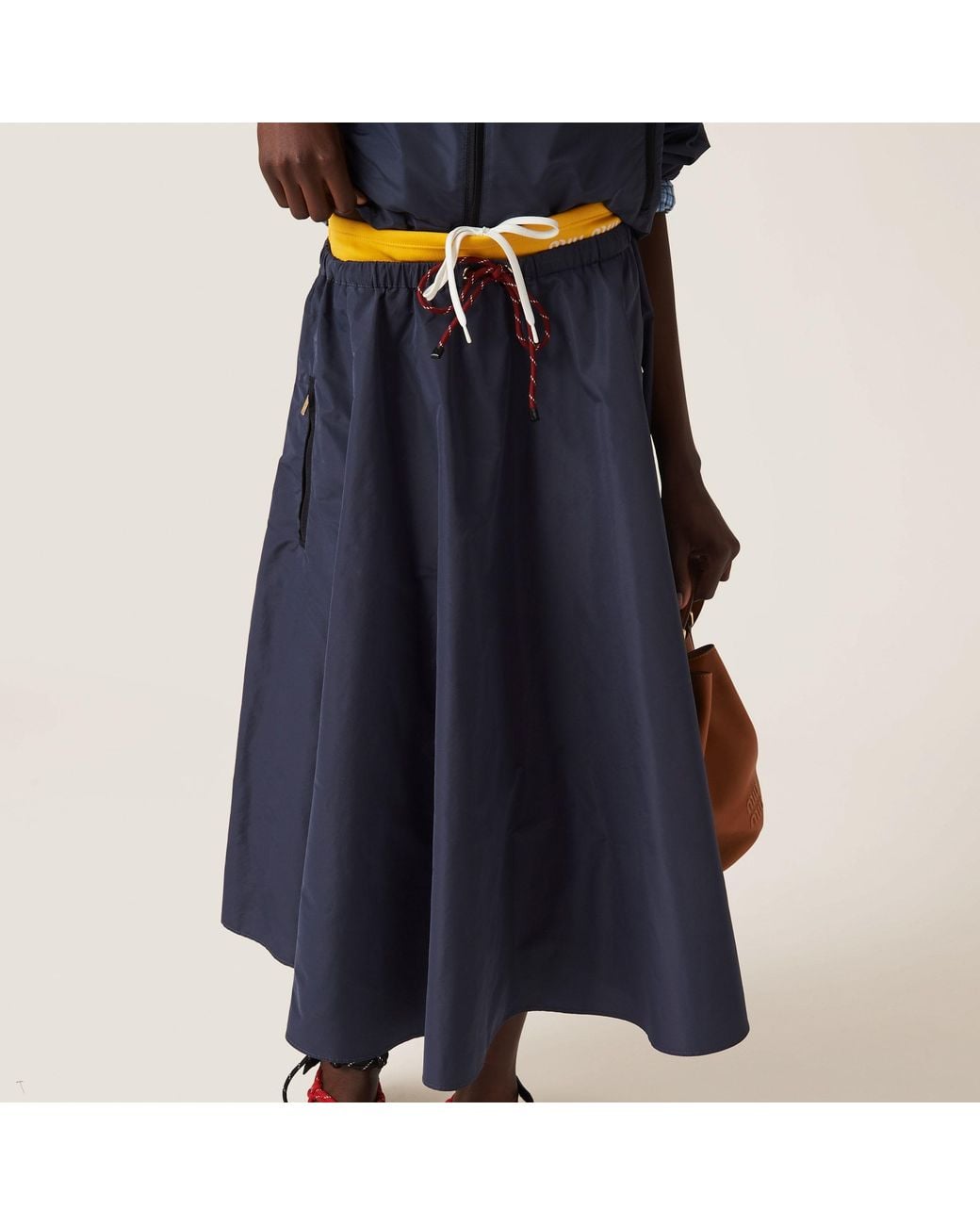 Miu Miu Blue Technical Fabric Skirt