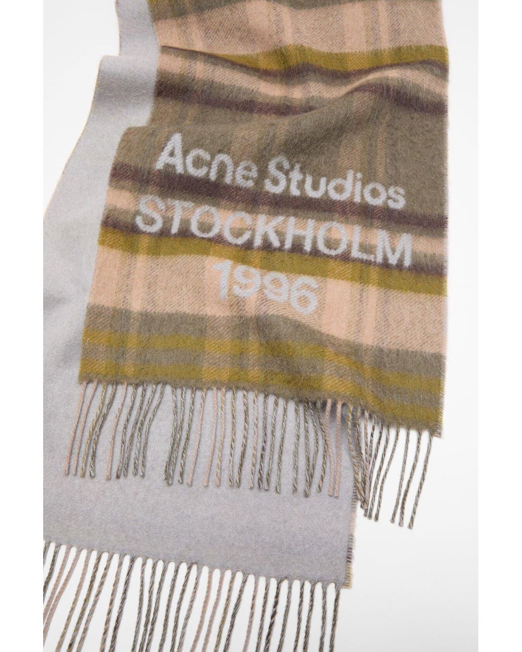 Acne Natural Fringe Logo Scarf for men