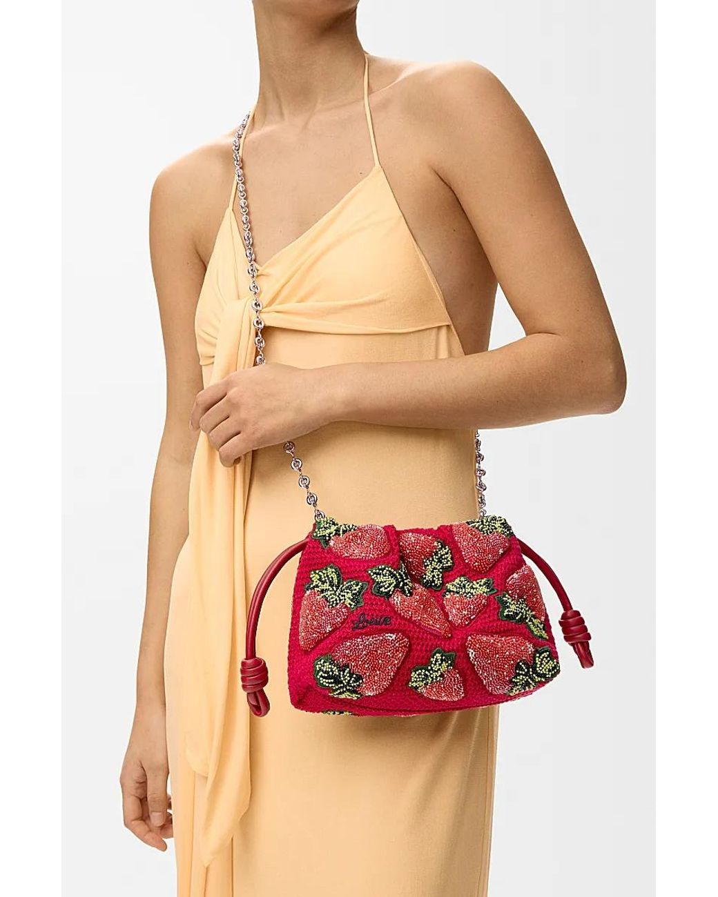 Loewe Red Mini Flamenco Clutch Bag
