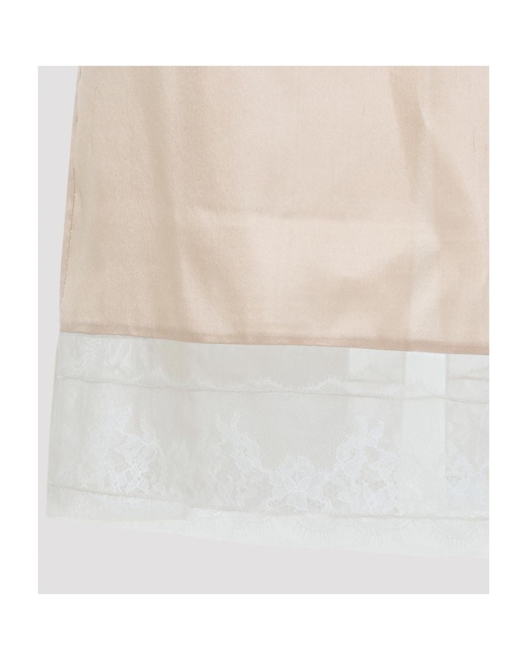 Carven Natural Pull-On Lace Trim Midi Skirt