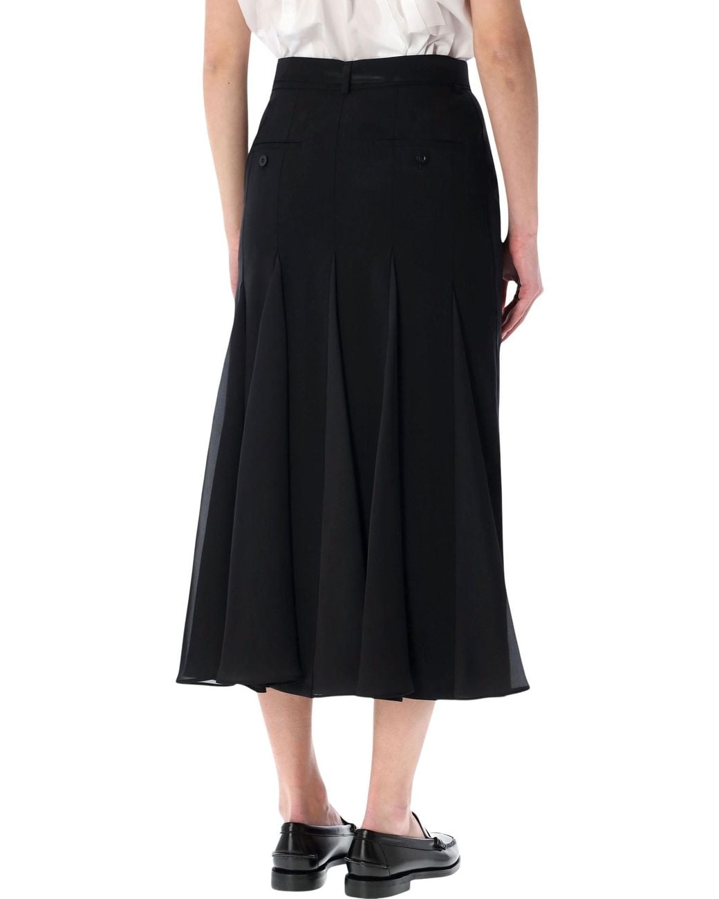 Sacai Blue Belted Pleated Midi Skirt