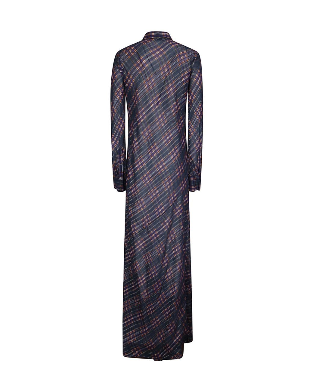 Dries Van Noten Blue Checked Midi Dress