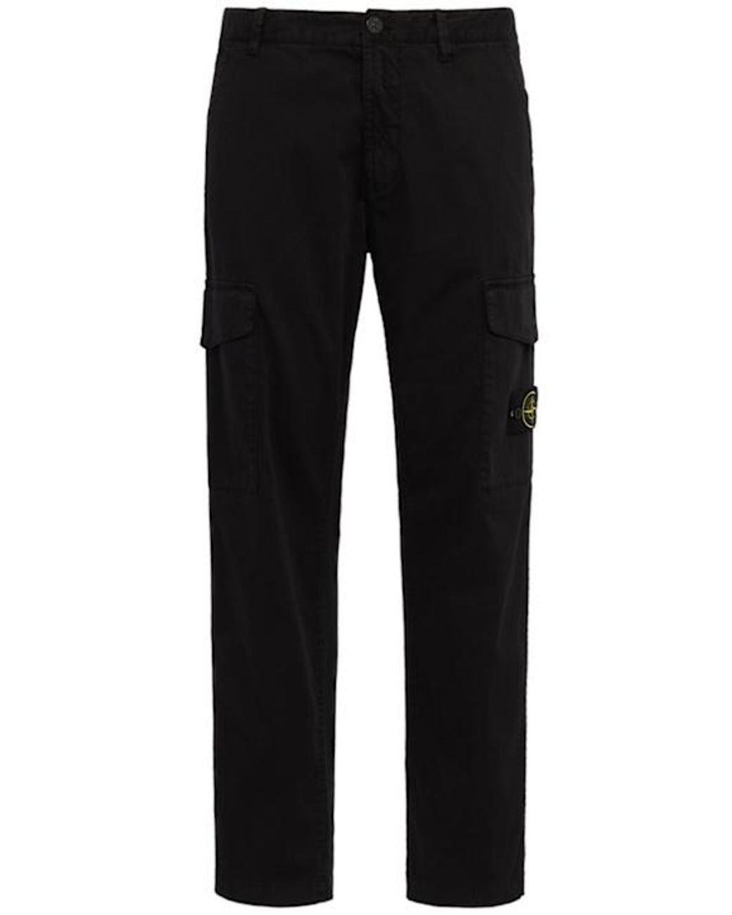 Stone Island Green Logo Cotton Regular Pants for men