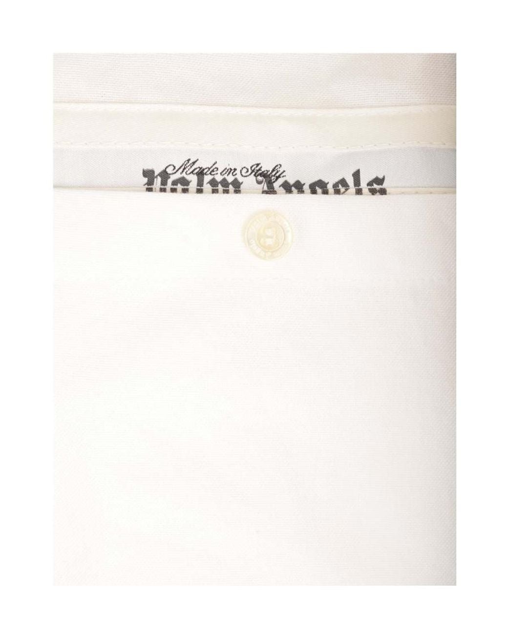 Palm Angels White Logo Printed Long-Sleeved Shirt for men