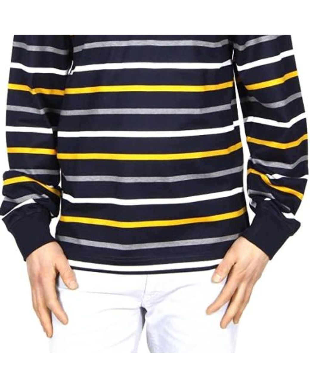 Paul & Shark Blue Striped Long-Sleeve Polo Shirt for men