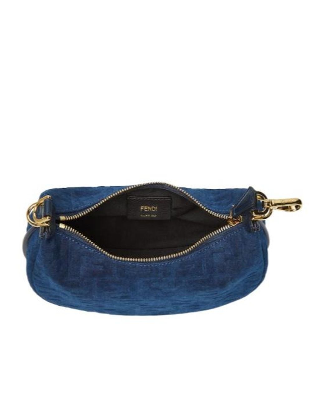 Fendi Blue Graphy Ff Denim Flocked Mini Tote Bag for men