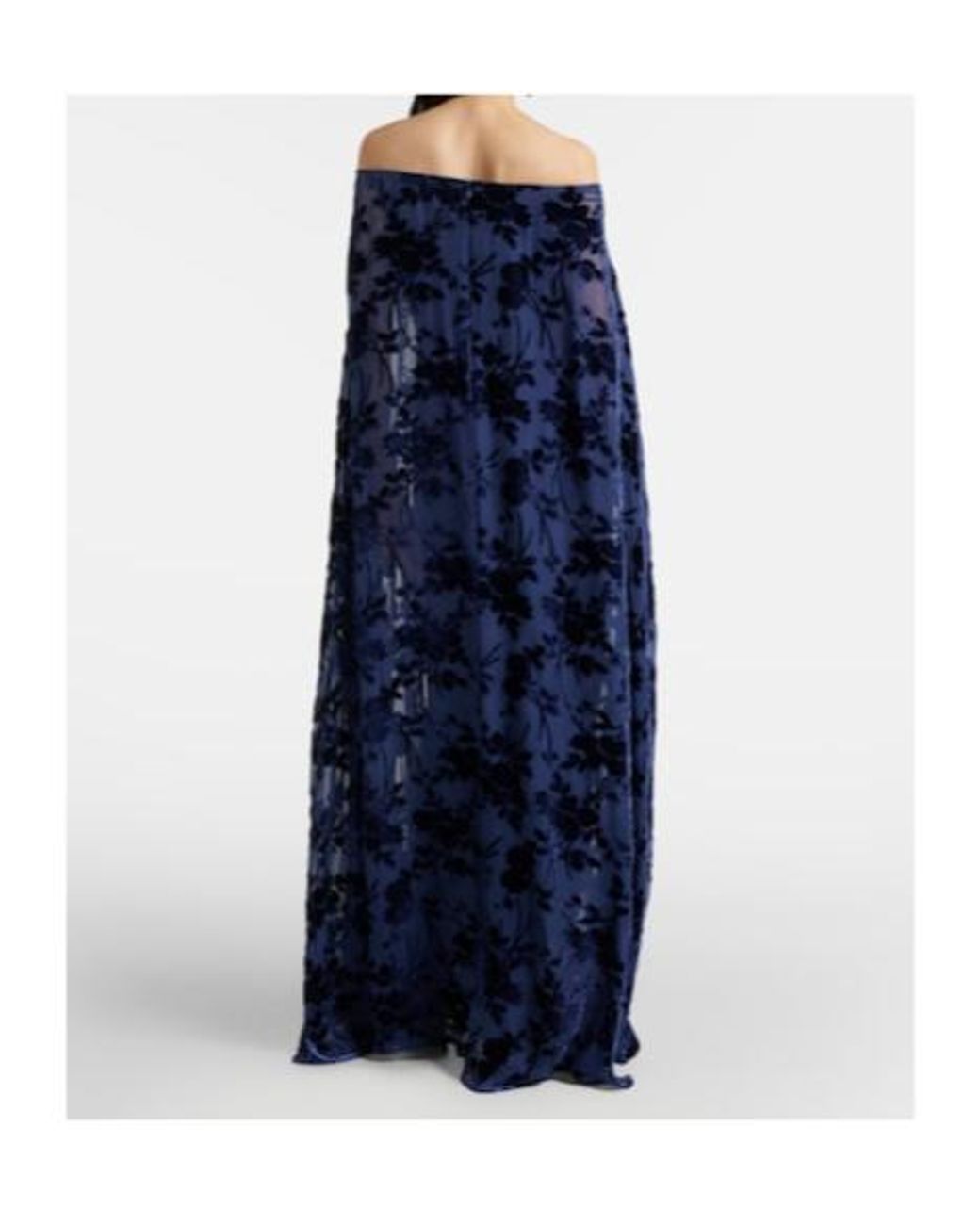 Rodarte Blue Caped Off-Shoulder Jacquard Maxi Dress