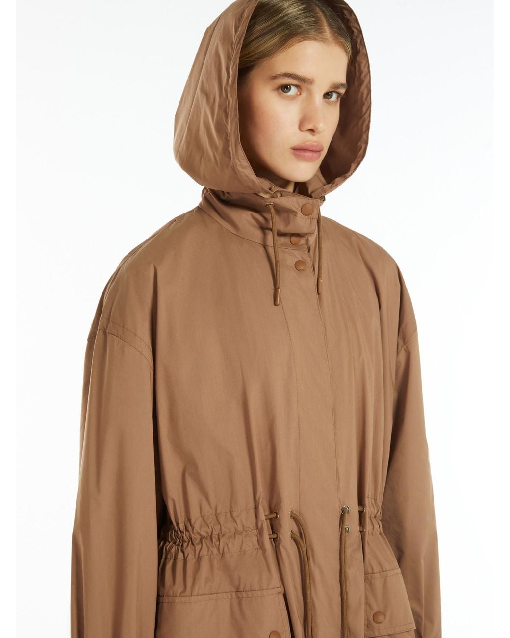 Max Mara Natural Hooded Drawstring Coat