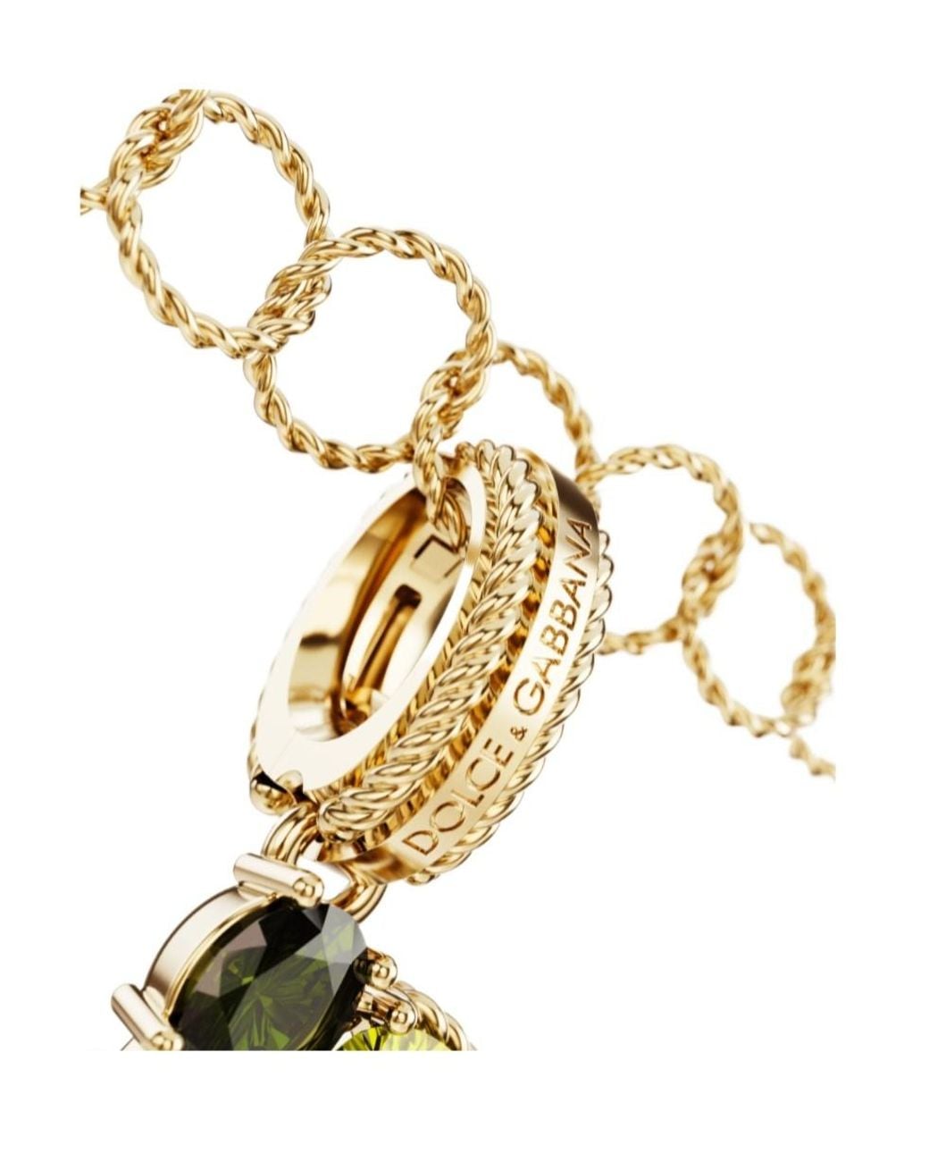 Dolce & Gabbana White Alphabet D 18Kt Multi-Stone Pendant