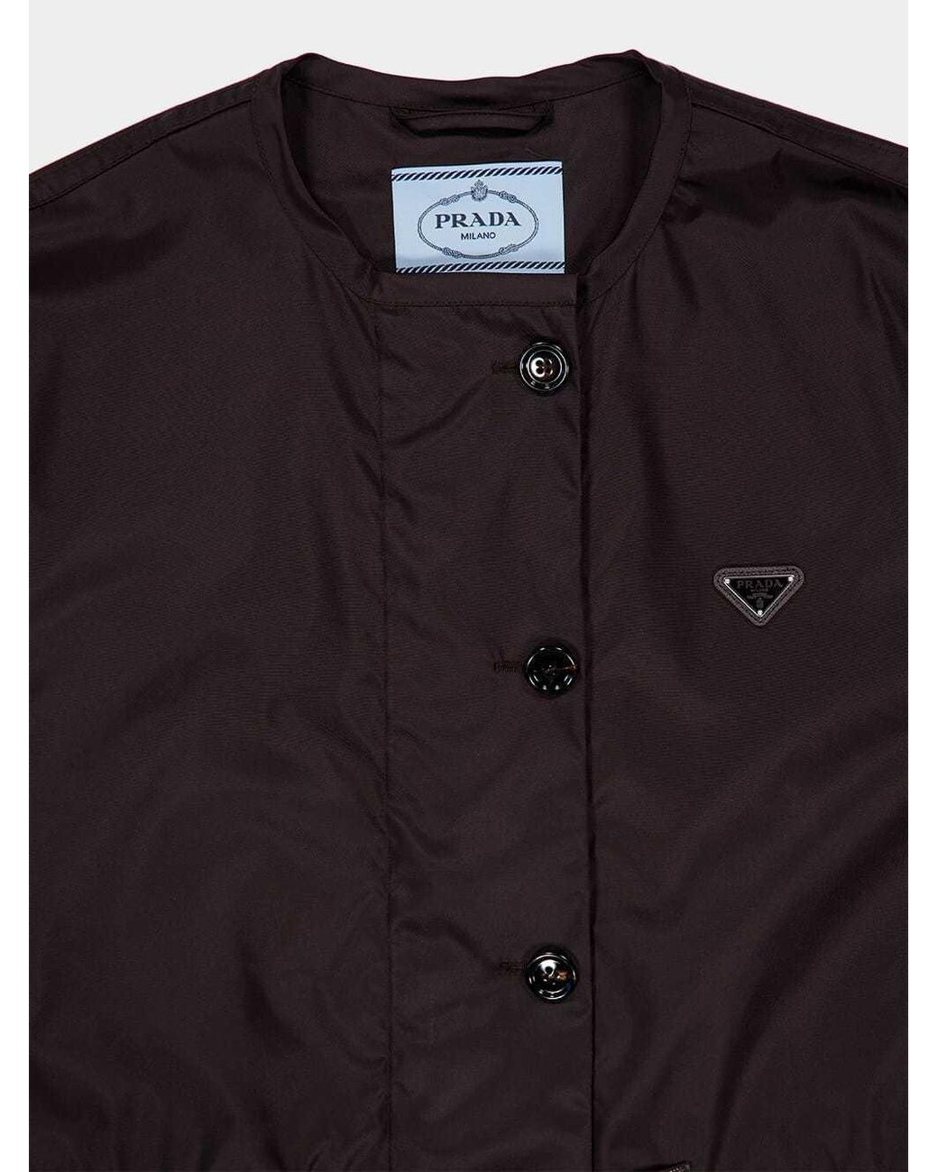 Prada Black Re-Nylon Buttoned Raincoat