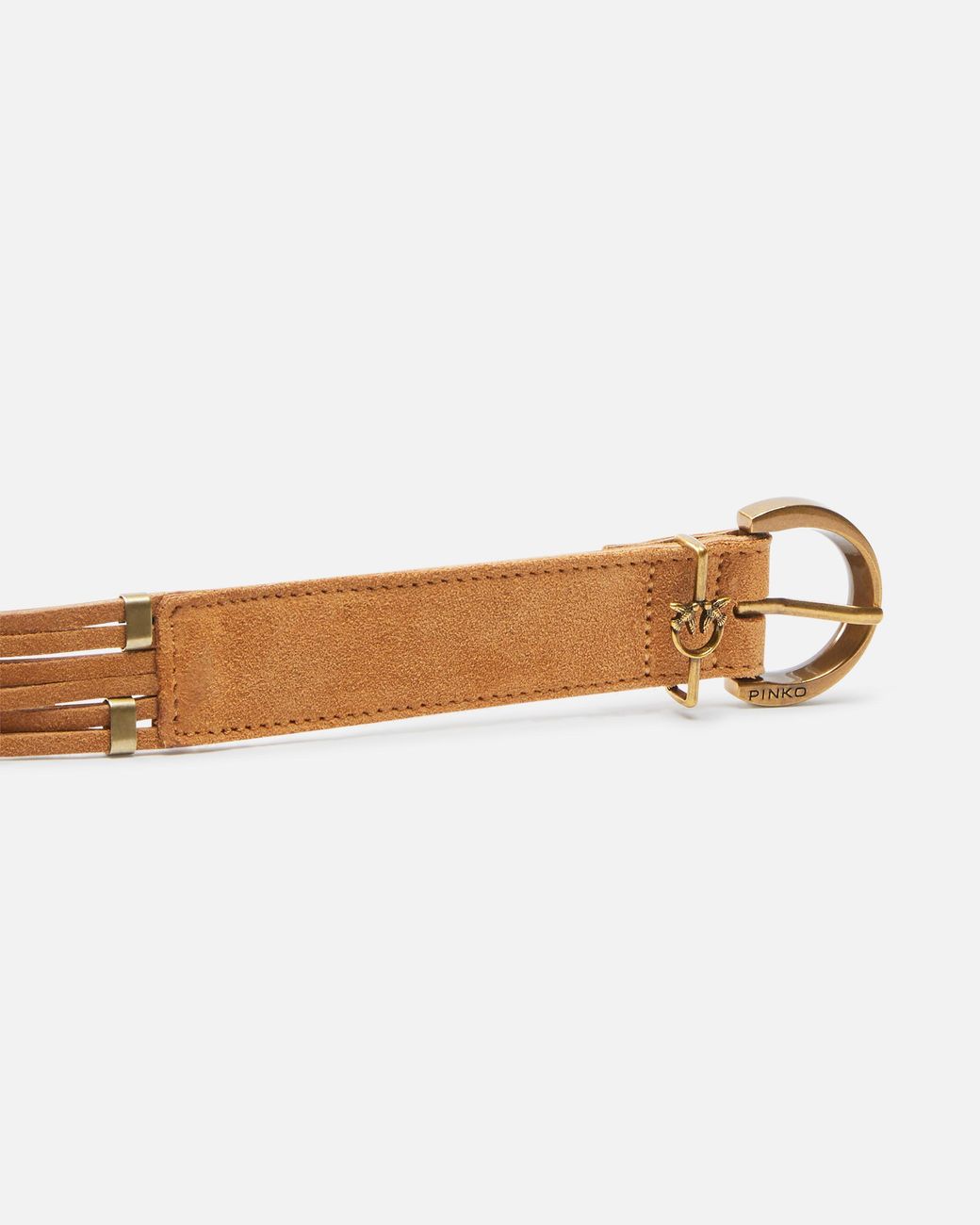 Pinko White Suede Belt With Loops, 3Cm