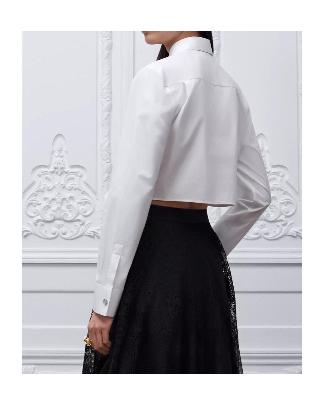 Dior White Iviera Tied Cropped Blouse