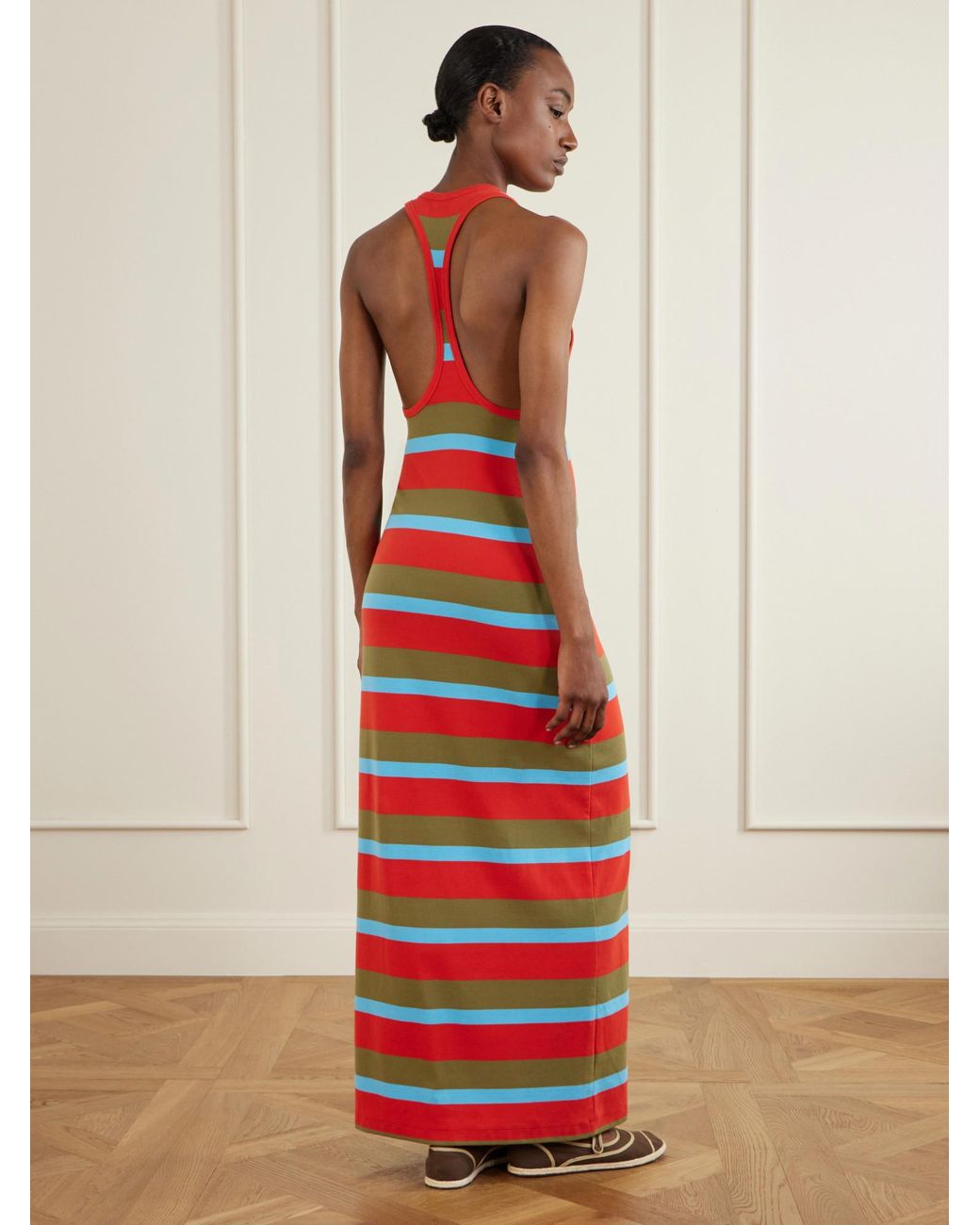 Staud Red Striped Maxi Dress