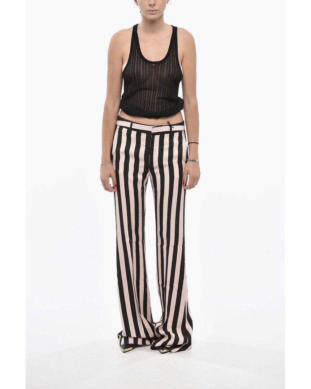 DSquared² White Striped Flared Trousers