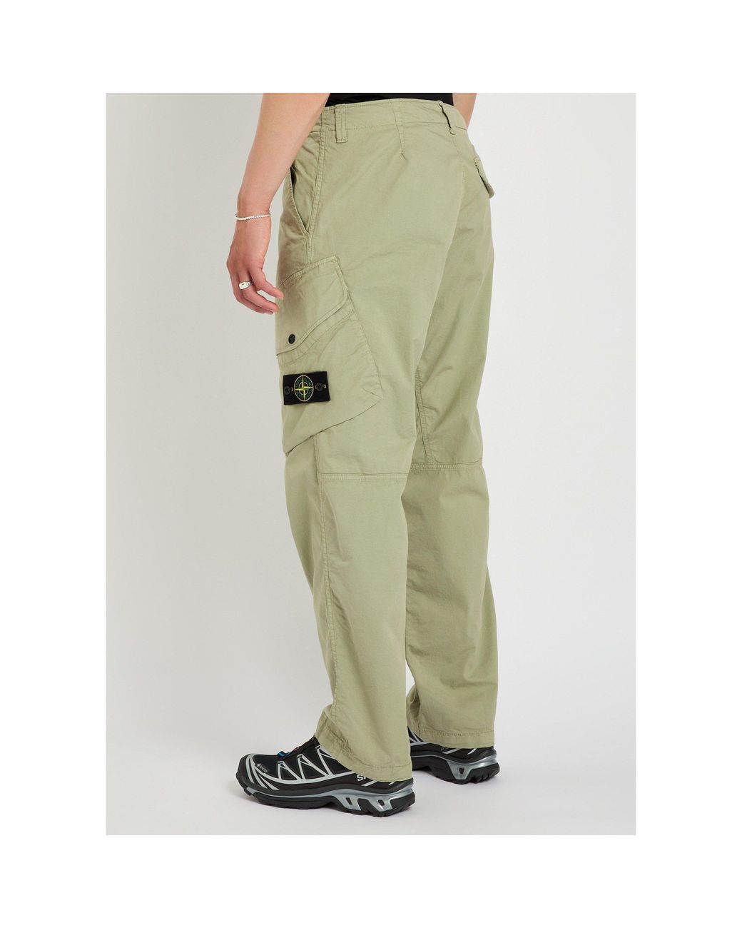 Stone Island Green Straight-Leg Cargo Trousers for men