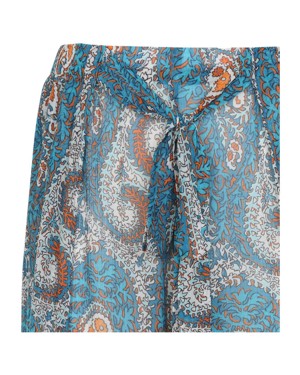 Etro Blue Paisley Motif Wide-Leg Beach Pants