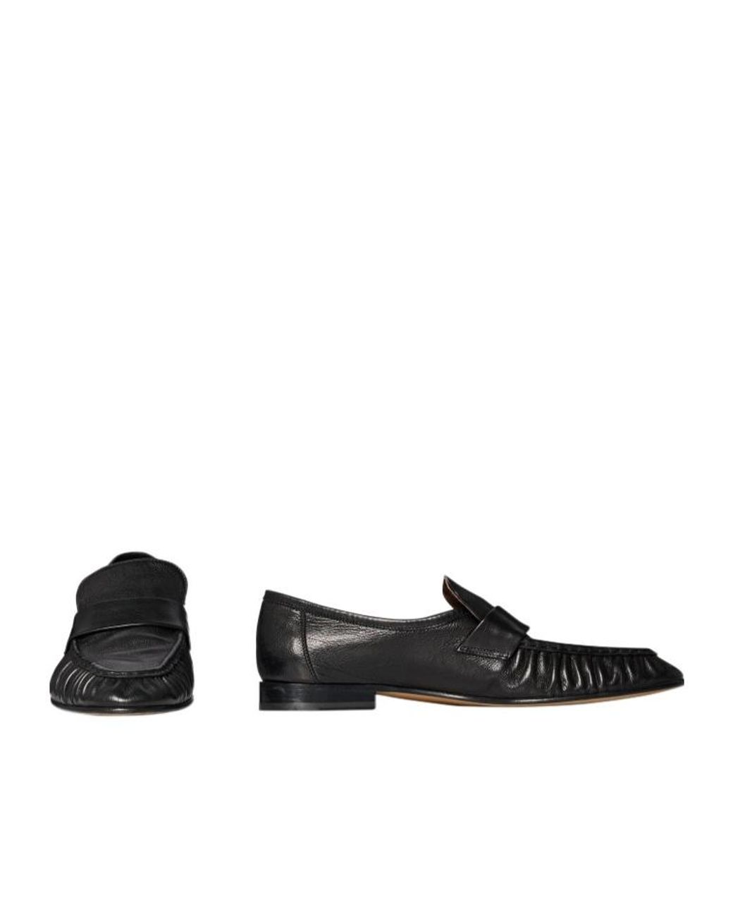 The Row Black Ruched Leather Loafers for men